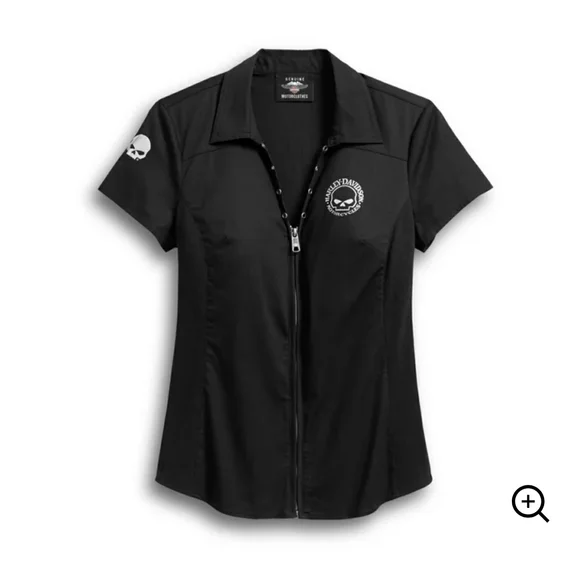 Harley-Davidson Biker Shirt Zip Front + Laced Corset Color: Black Size: M NWT - Picture 5 of 7